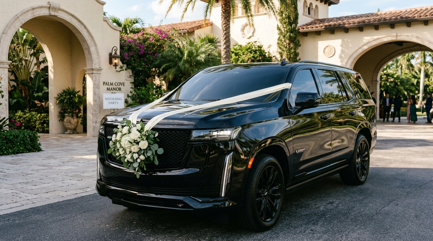 Cadillac Escalade wedding chauffeur service